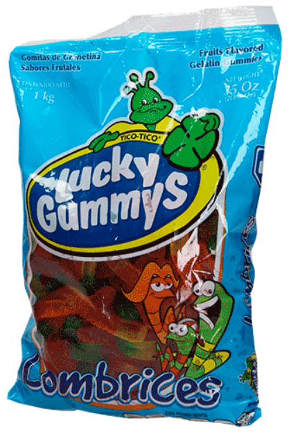 Imagen de Dulce gusano lombrices Lucky Gummys Bolsa de 1 Kg (IEPS inc.)